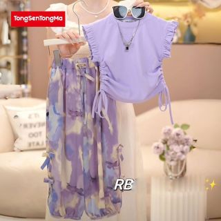 百亿补贴：童森童马 童装女童夏季新款无袖背心显瘦裤子套装中大童女宝两件套
