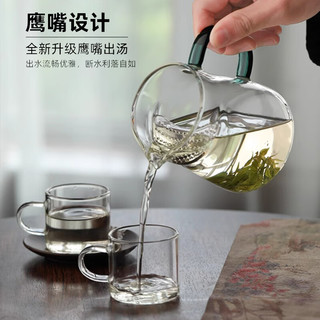 唯铭诺 玻璃公道杯 带滤孔 墨绿把 茶杯