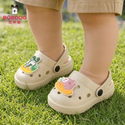 巴布豆 儿童洞洞鞋女童1-3岁夏季EVA软底防滑卡通小童宝宝包头拖鞋