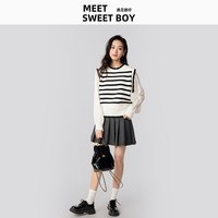 MEET SWEETBOY 法式条纹假两件针织衫新款上衣女穿搭毛衣