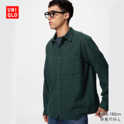 优衣库 法兰绒衬衫/长袖男装女装/衬衣空调衫486600 58 深绿色 4XL