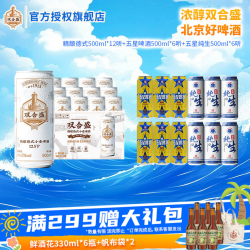 双合盛 德式精酿小麦啤酒+五星纯生啤酒 500ml*12听+500ml*12听