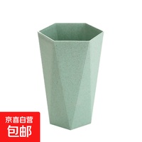 小麦秸秆刷牙杯儿童孕妈牙缸情侣洗漱杯套装简约菱形牙刷杯 绿色 301-400ml
