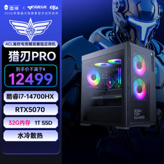 雷神 黑武士·猎刃Pro高性能游戏办公商用台式机电脑电竞主机(i7-14700HX 32G D5 RTX5070 1T)水冷侧透