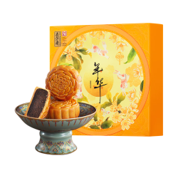 五芳斋 五芳年华月饼礼盒 广式蛋黄莲蓉豆沙五仁 尝鲜x4饼2味