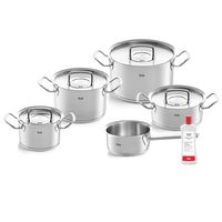 Fissler 原装 Profi 系列不锈钢烹饪锅套装,5 件,含金属盖 + 免费不锈钢护理感应 [亚马逊独家]