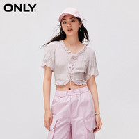 ONLY 夏季新款时尚通勤少女修身泡泡袖短款雪纺衫女