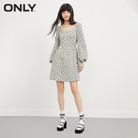 ONLY 秋季新款潮流方领波点高腰长袖短款连衣裙女