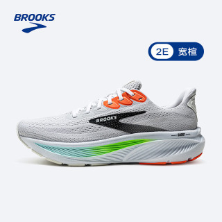 BROOKS 跑鞋男女款Ghost幽灵17缓震运动跑步鞋 灰白/粉橙/壁虎绿 44