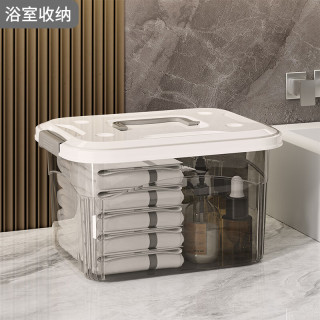 稻草熊 汽车透明收纳箱户外大容量玩具储物整理箱塑料手提零食杂物收纳盒 白透 小号-无轮