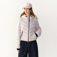 范思蓝恩 短款排骨泡芙羽绒服女2026冬新款白鸭绒通勤连帽百搭外套4049 烟粉紫 XS