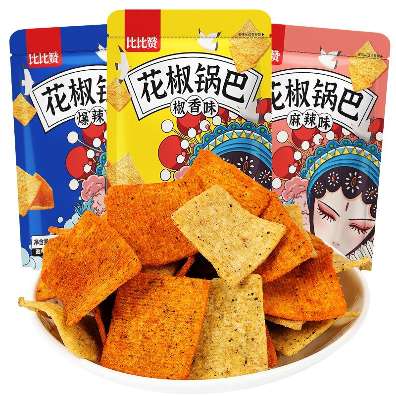 比比赞 花椒锅巴 椒香味+麻辣味 128g*2袋