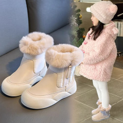 女童雪地靴冬季2026新款儿童棉靴加绒大棉女孩公主短靴中大童鞋子