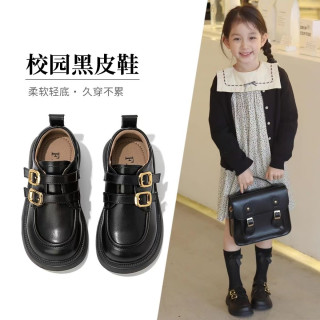 女童鞋子儿童公主小皮鞋2026新款春秋款秋季女孩英伦黑色单鞋乐福
