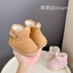 秋冬婴幼儿鞋子0-12个月软布底地板鞋男女宝宝一岁加厚绒保暖棉鞋