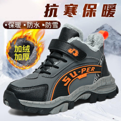ABC EUEU男童棉鞋秋冬季加绒保暖小学生户外登山鞋防滑儿童雪地靴
