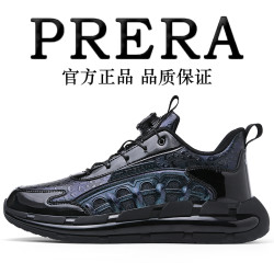 秋季皮面纽扣复古时尚休闲鞋潮流舒适轻奢百搭透气夜光休闲鞋8803