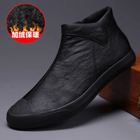 闪步 ShanBu/闪步男鞋加绒保暖棉鞋英伦皮鞋高帮鞋一脚蹬休闲鞋马丁靴