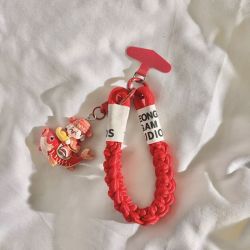马年财神爷挂件手机壳挂绳中国风饰品包包钥匙防丢防摔红短款手腕