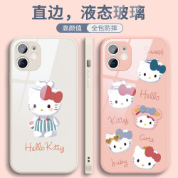 适用于苹果/华为/小米/oppo/vivoHellokitty卡通液态玻璃创意手机