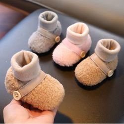 婴儿鞋0-1岁宝宝秋冬季学步鞋软底防滑加绒加厚6-12个月幼儿防掉
