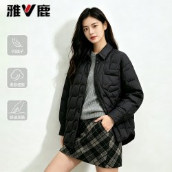 雅鹿 1972 雅鹿1972衬衫式轻薄羽绒服女士2026冬季新款短款保暖轻便洋气外套