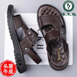 啄木鸟 凉鞋男夏季头层牛皮透气两用凉拖鞋户外夏天休闲沙滩鞋男款