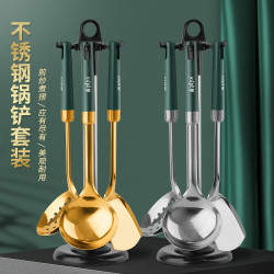创木工房 不锈钢锅铲勺套装家用防烫炒菜铲厨房用汤漏勺厨具三件套商用炊具