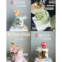 3个包邮中国风樱花扇子祥云 中式莫兰迪翻糖硅胶模具