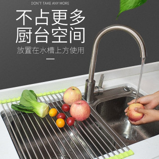 折叠沥水架碗架厨房水槽家用不锈钢过滤水池收纳置物架洗碗池滤水