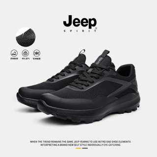 JEEP SPIRIT JEEPSPIRIT吉普男鞋2026年新款透气舒适黑色休闲鞋增高流行运动鞋