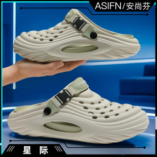 安尚芬 潮流情侣洞洞鞋情侣款女夏季外穿防臭防滑厚底沙滩户外运动凉鞋男
