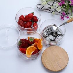 竹盖多层可叠加零食糖果罐，水果沙拉碗，一盖三碗