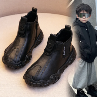 男童马丁靴2025秋冬季新款中大童短靴儿童加绒运动棉鞋男孩皮靴潮