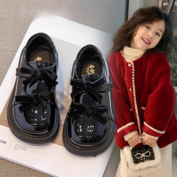 女童公主鞋2026新款春季儿童小黑皮鞋软底大童鞋子英伦风玛丽珍鞋