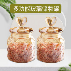 常青藤 两只装650ml）密封罐爱心玻璃瓶透明带盖糖果罐储存杂粮储物罐