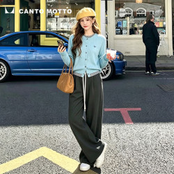 CANTO MOTTO 针织衫女外套毛衣女款2026新款秋款女上衣洋气款撞色针织开衫