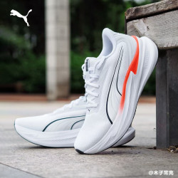 PUMA 通勤轻盈透气网眼缓震防滑跑步鞋男女款MAXSTRIDE 313497 白-红色-15 43