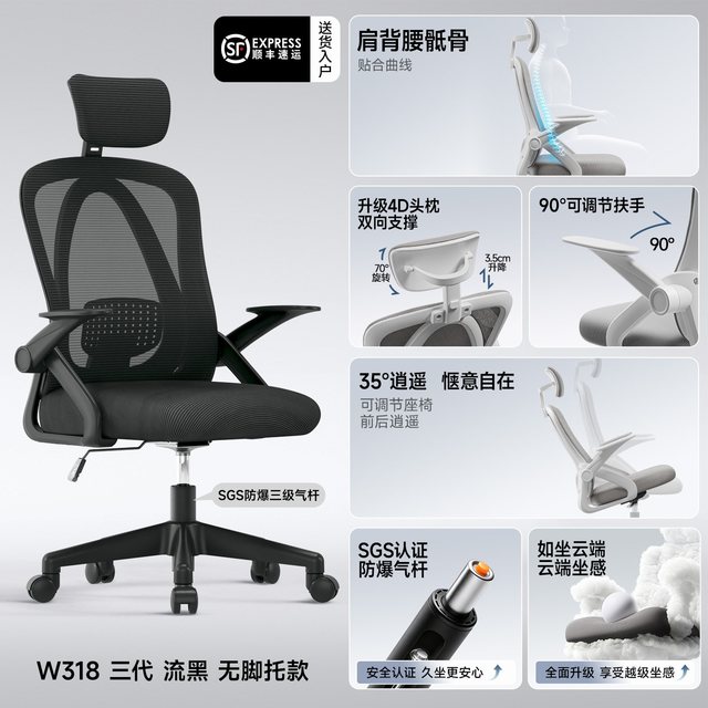 移动端：艺颂 人体工学椅子护腰电脑椅家用舒适久坐可躺办公室靠背座椅电竞椅子