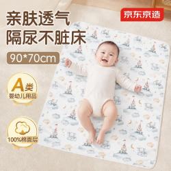 京东京造 A类100%棉可水洗婴幼儿隔尿垫90*70cm 防水透气新生儿护理垫加大