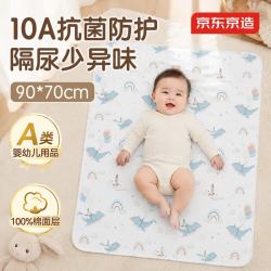 京东京造 10A抗菌全棉可水洗婴幼儿高效隔尿垫90*70cm防水透气新生儿护理垫