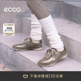 ecco 运动鞋女 26年秋季时尚潮流百搭复古休闲德训鞋 健步TR系列840113 羽褐色/暖米棕/岩石灰84011361863 37 （建议拍大一码）