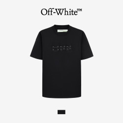OFF-WHITE 男女情侣款字母毛边刺绣短袖 WA01TE9201