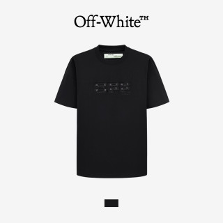 OFF-WHITE 短袖T恤男女情侣款字母毛边刺绣潮牌夏季宽松短袖