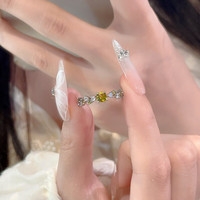 花饰庄园 复古宫廷风感橄榄绿锆石戒指女气质轻奢优雅时尚百搭开口戒指 橄榄绿波纹戒指