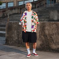 88VIP：VANS 官方 男女情侣短袖衬衫美式复古蔬菜水果印花古巴衬衫