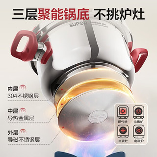苏泊尔 304不锈钢 单手开盖防爆 5L 22cm 压力锅+送汤勺+锅盖+蒸格