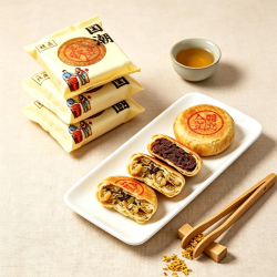 嘉粽 传统手工苏式月饼6饼3味（椒盐火腿豆沙）