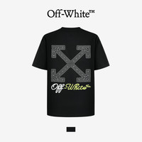 OFF-WHITE 男女情侣潮牌毛巾绣烫钻箭头宽松透气短袖