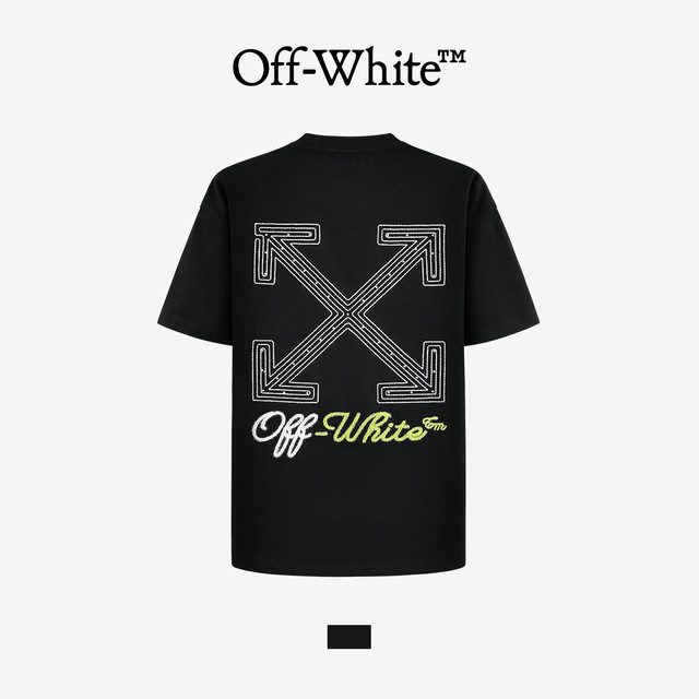 PLUS会员：OFF-WHITE 男女情侣潮牌毛巾绣烫钻箭头宽松透气短袖